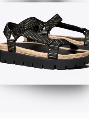 Tory Burch Black Sandals with White Dot Straps